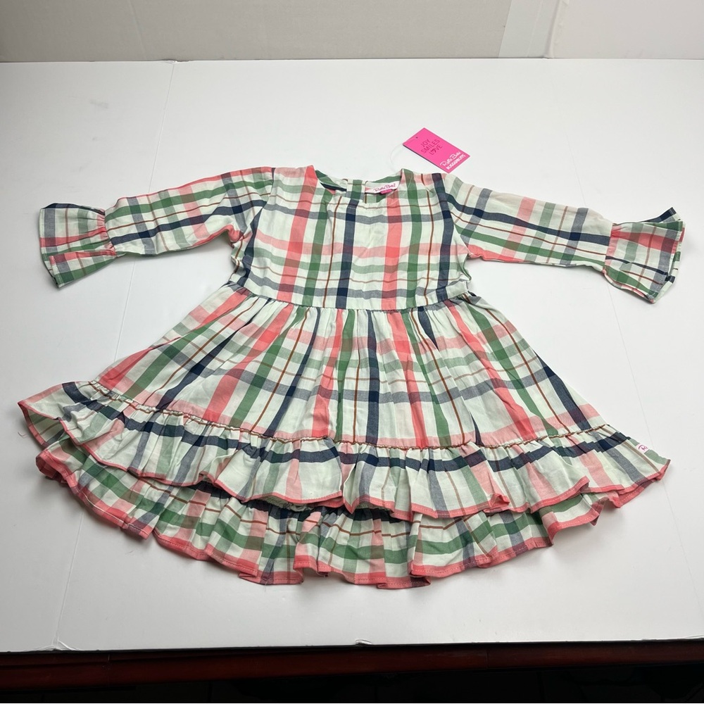Ruffle Butts Kendall Plaid High Low Ruffle Tunic Girls SZ 6 Pink Green NEW *FLAW
